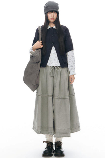 Vintage-Strickjacke mit mittellangen Ärmeln