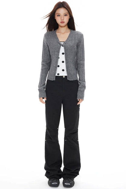 Twist Gray Womens Cardigan