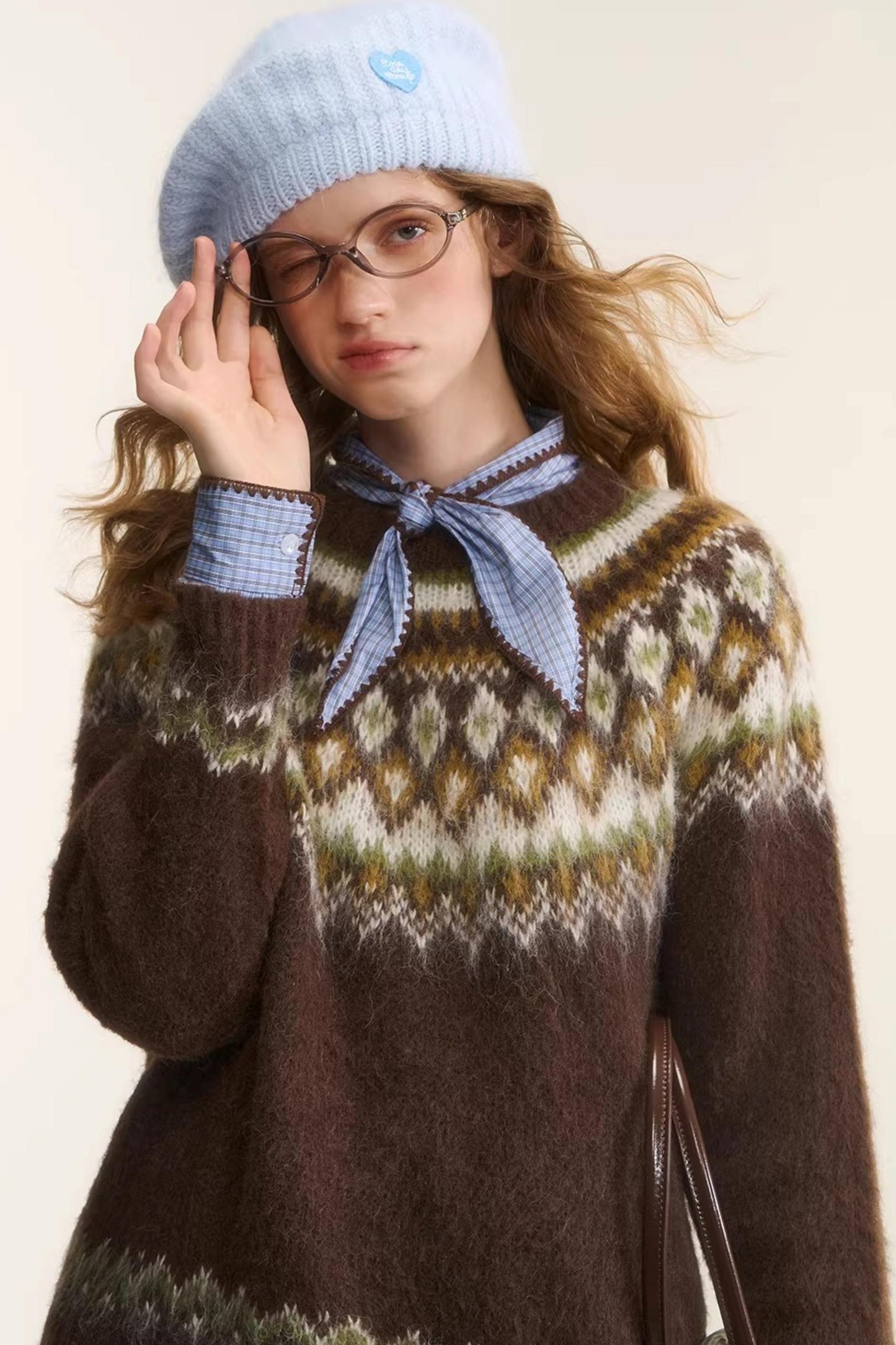 Shell Embroidery Plaid Shirt