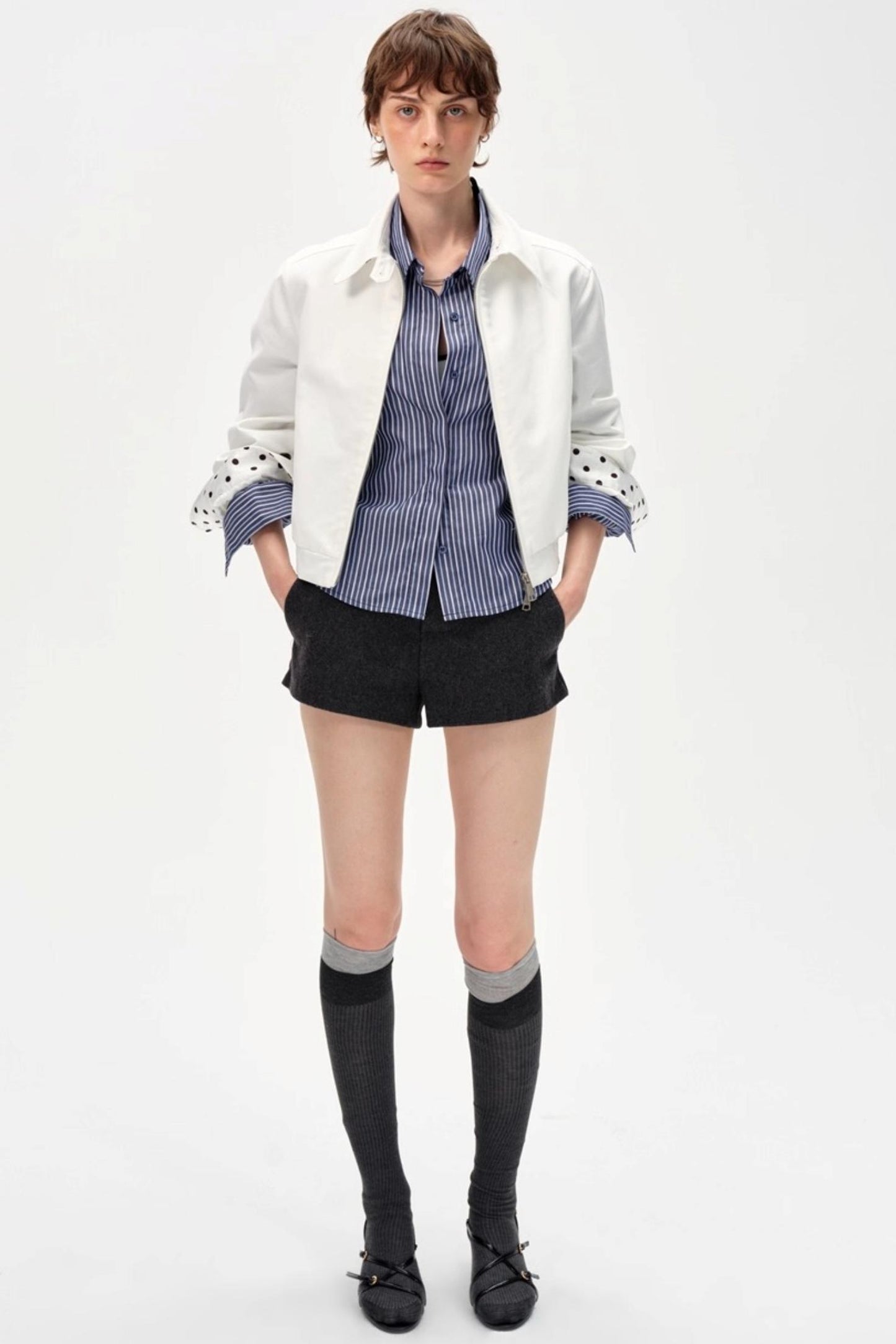 Vintage Contrast Polka Dot Jacket