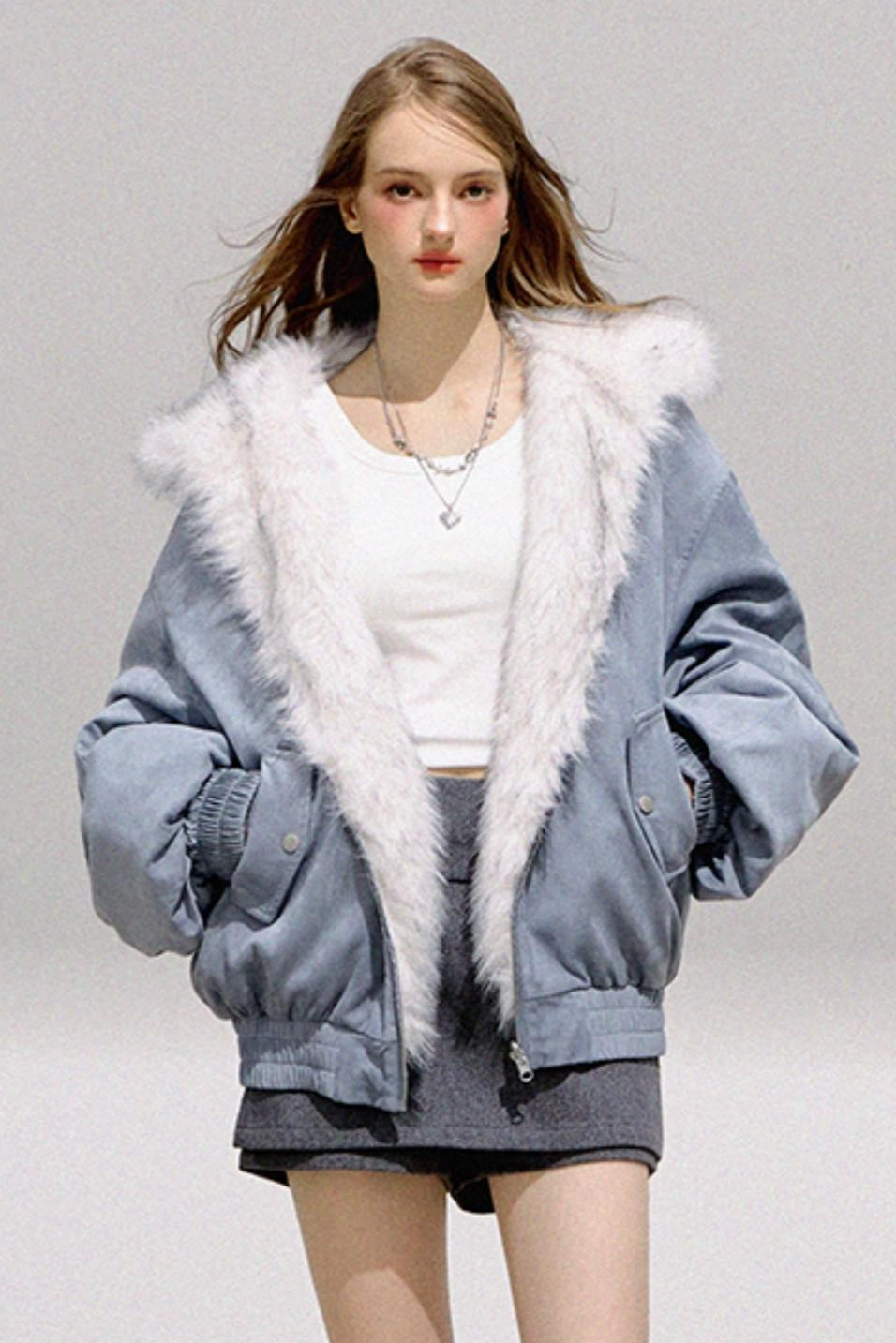 Glacier Blue Reversible Plush Jacket