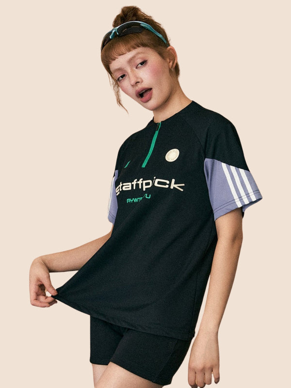 Summer Sports Half-Zip Alphabet Top