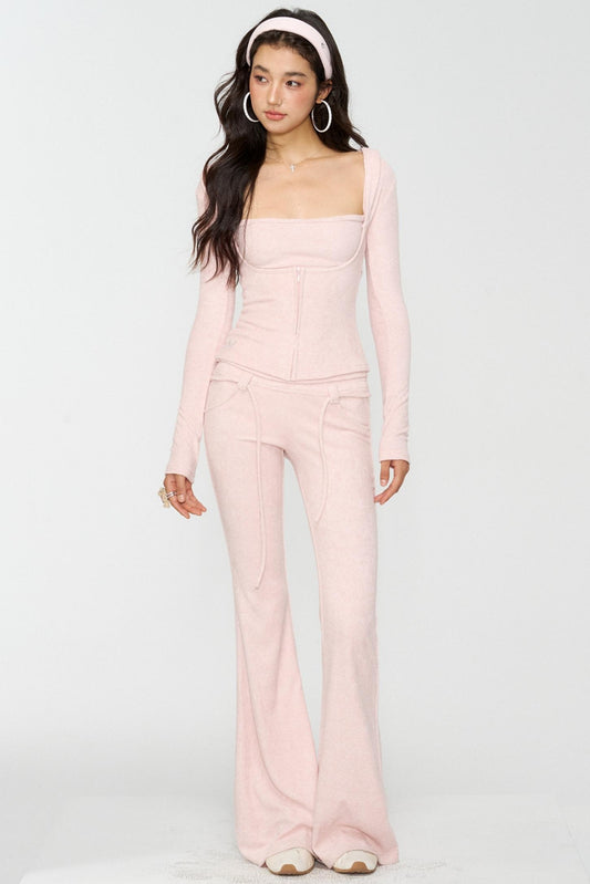 Devil Horn Sweatshirt Bootcut Pants Set-Up