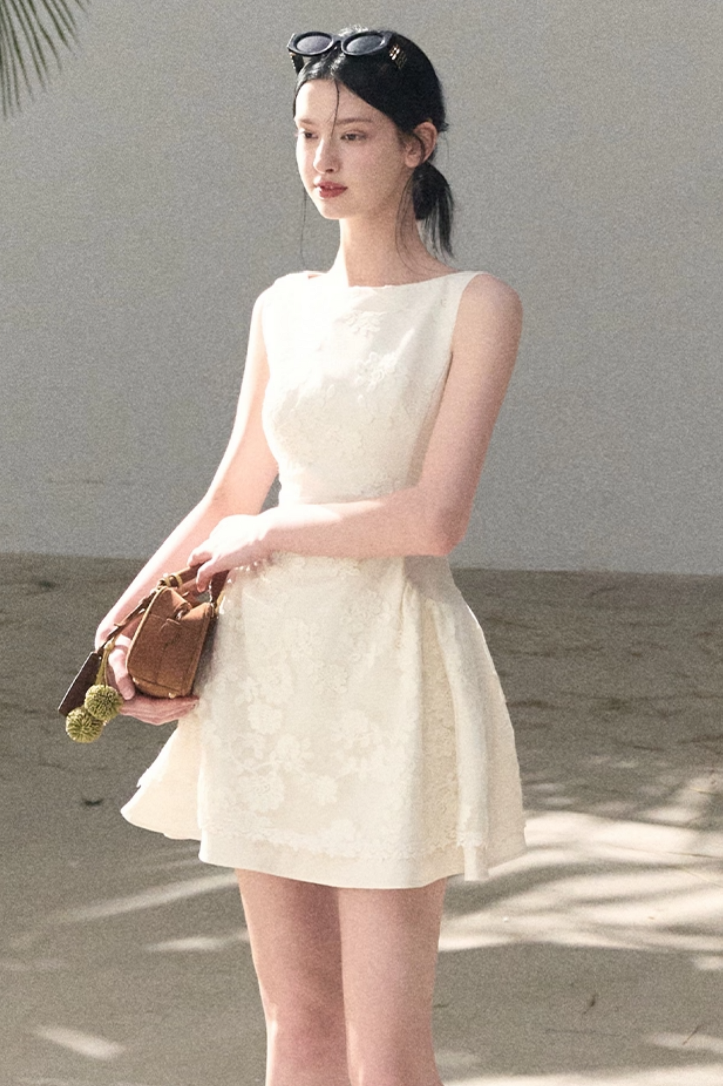 Wool Blend Embossed Floral Dress