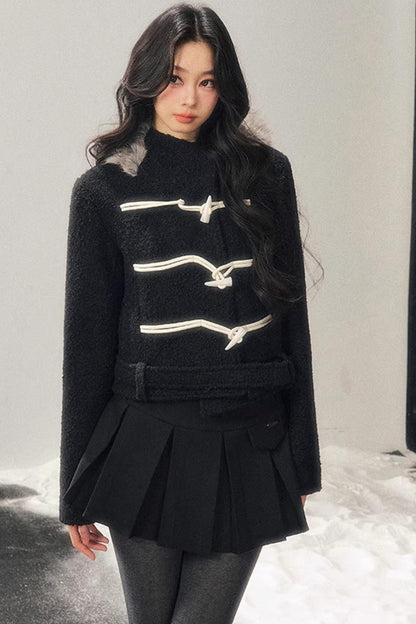 French Woolen Hooded Coat