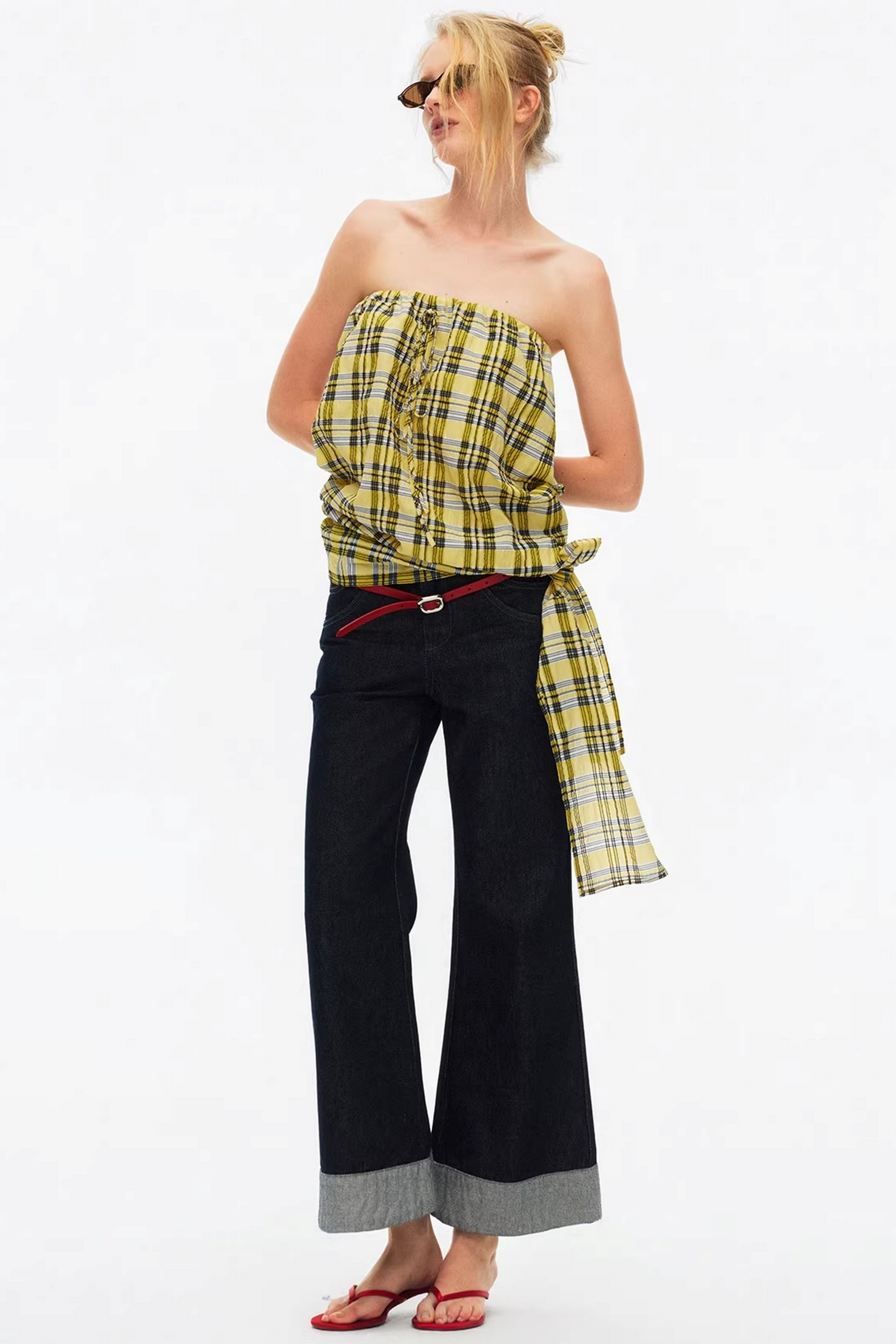 Lightweight Striped Tie-Front Top