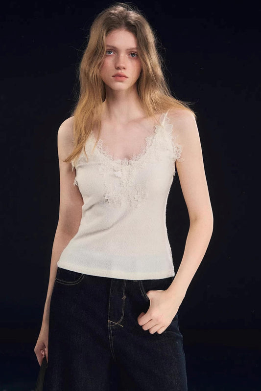 Soft Velvet Texture Lace Camisole