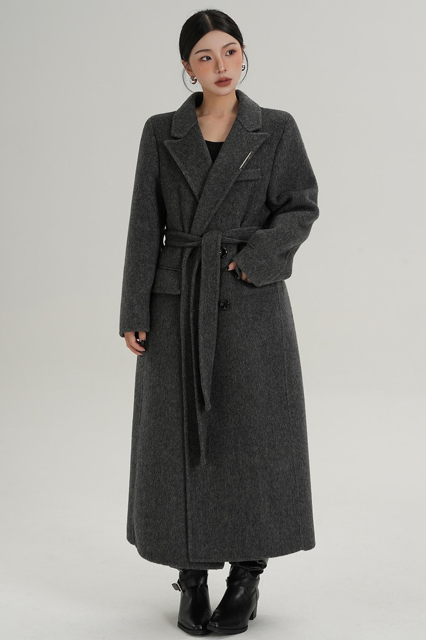 Wool Elegance Long Trench Coat