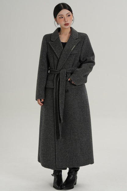 Wool Elegance Long Trench Coat