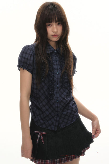 Separate Fart Curtains With Plaid Halter Skirt Set