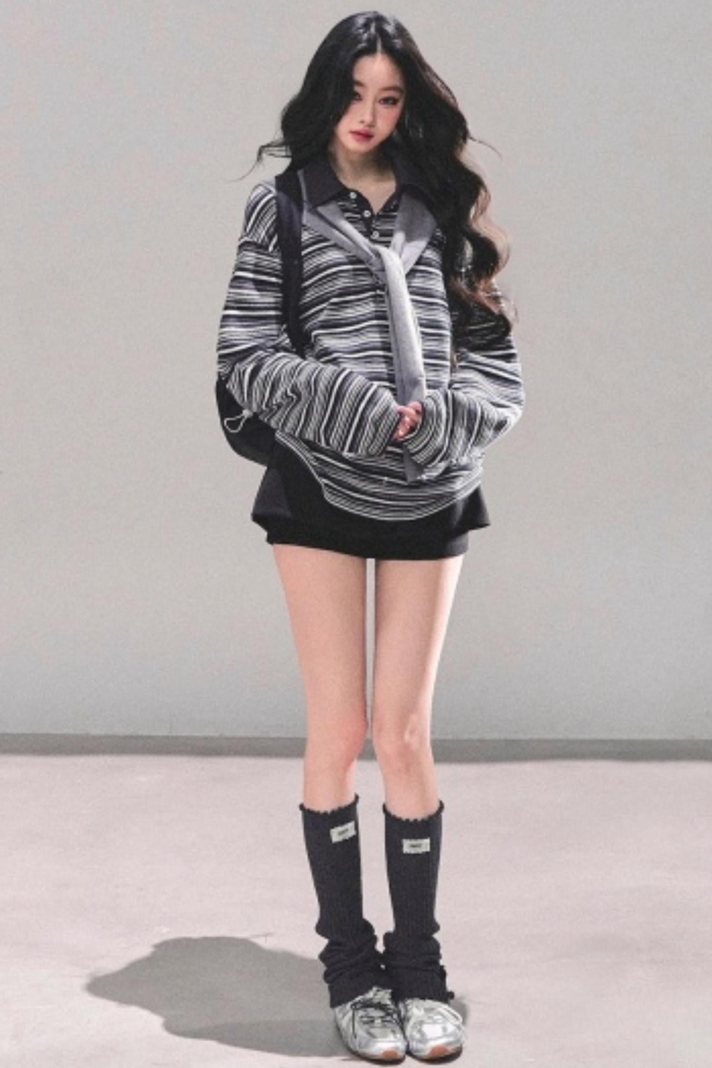 American Polo Neck Striped Top