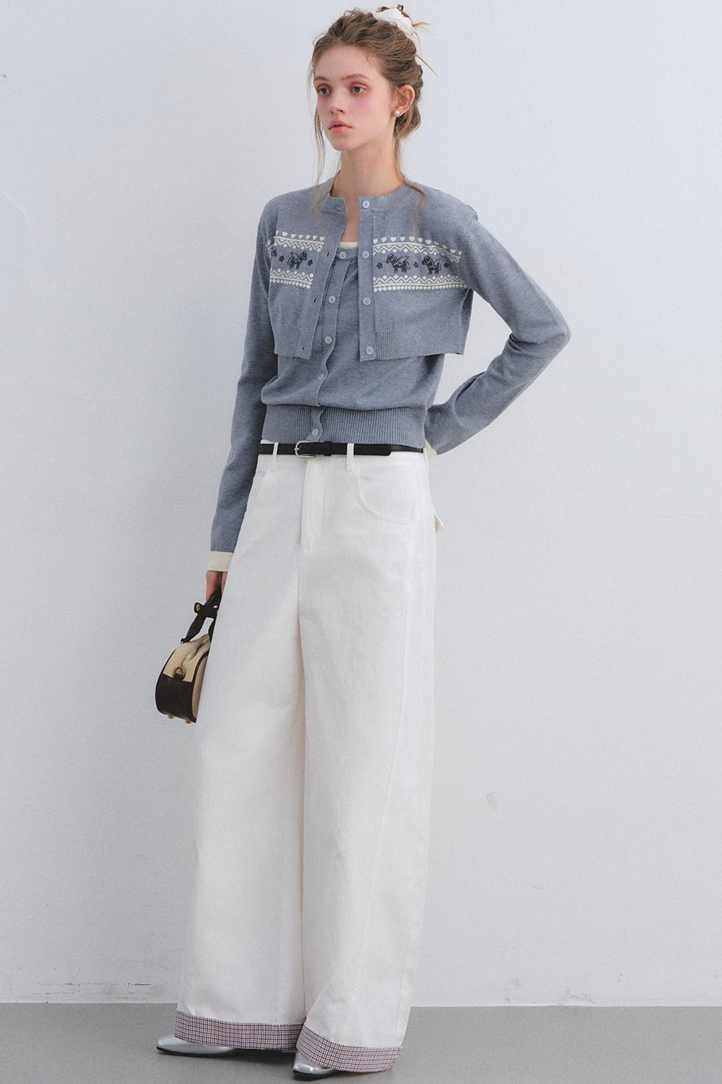 Plaid Patchwork High-Waisted Pants