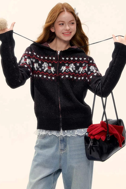 Wool Blend Fair Isle Jacket Set-Up