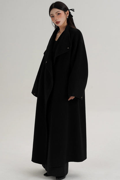 Stand-Up Collar Elongated Wool Coat