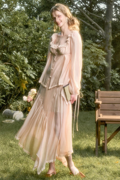 Elegant Vintage Tencel Air Fabric Two-Piece Set-Up