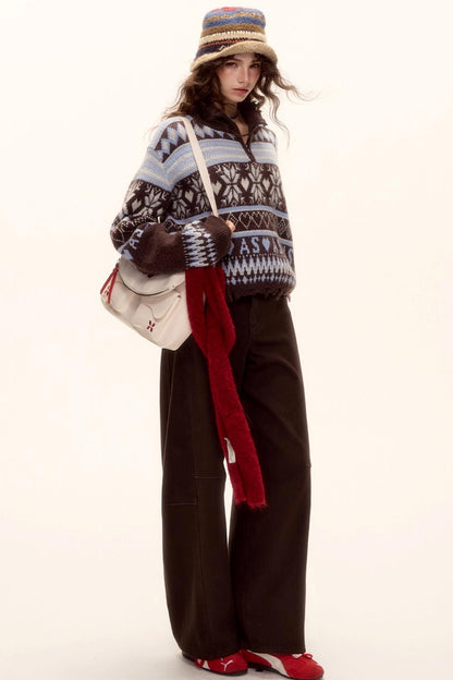 Fair Isle Knit Cardigan Set-Up