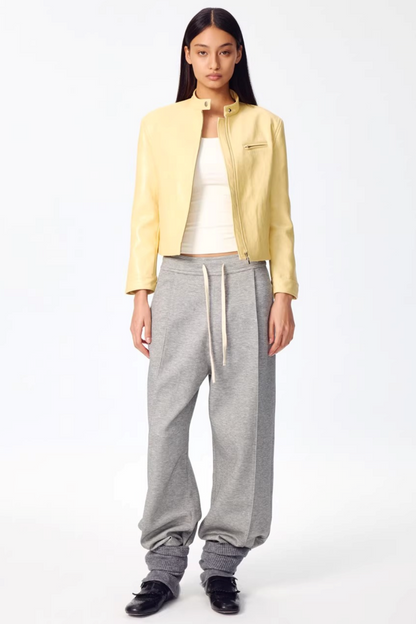 Retro Yellow Leather Jacket