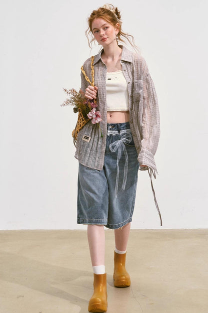 Summer Wide-Leg Denim Pants
