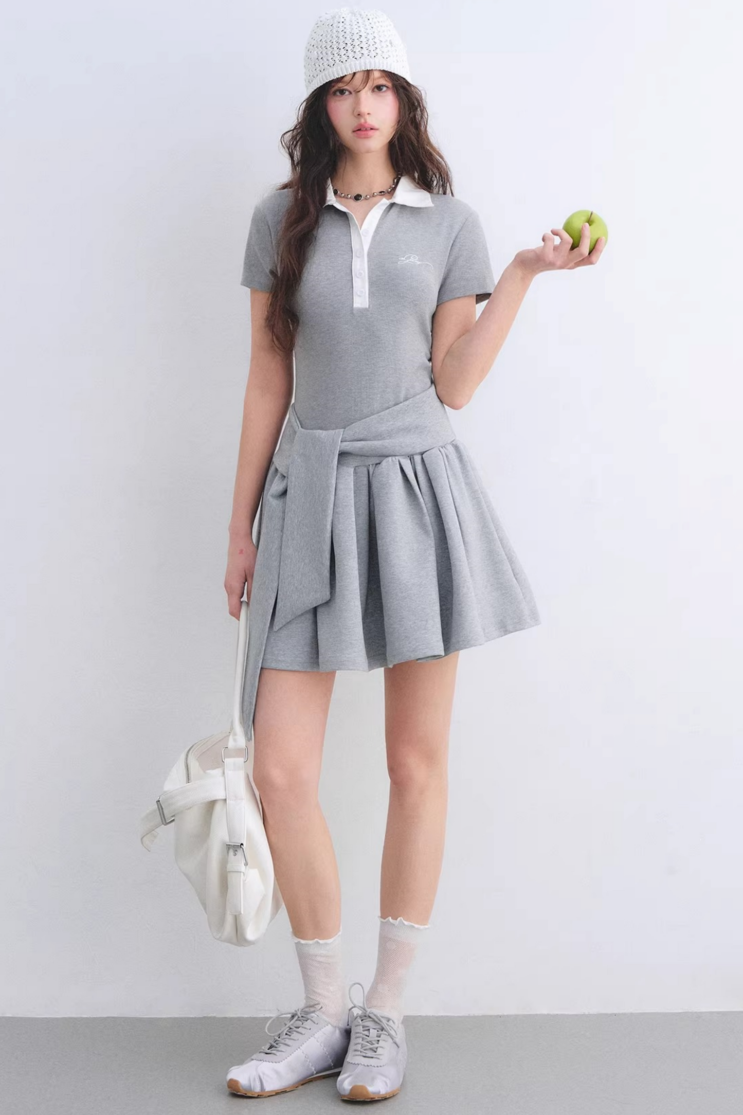 Contrasting Polo Puffy Dress