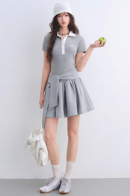 Contrasting Polo Puffy Dress