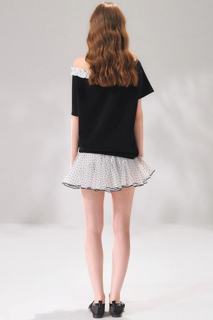 Velvet Polka Dot Skirt Set-Up