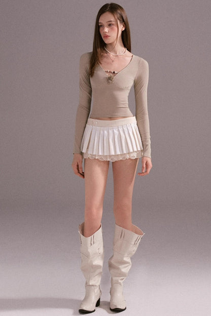 Hot Luxury Cropped Corset Two-Piece Lace Set-Up