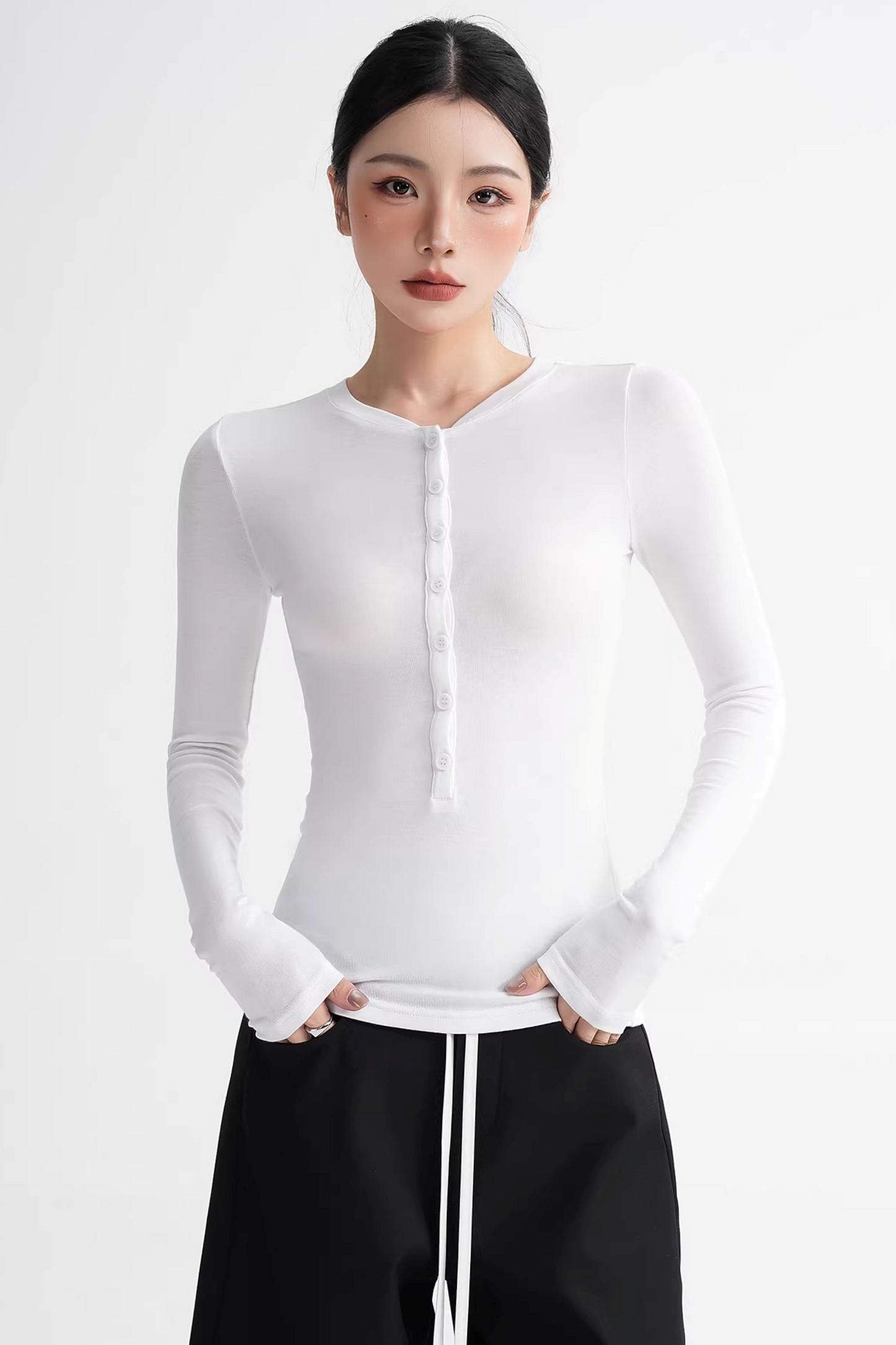 Wool Lyocell Henley Top