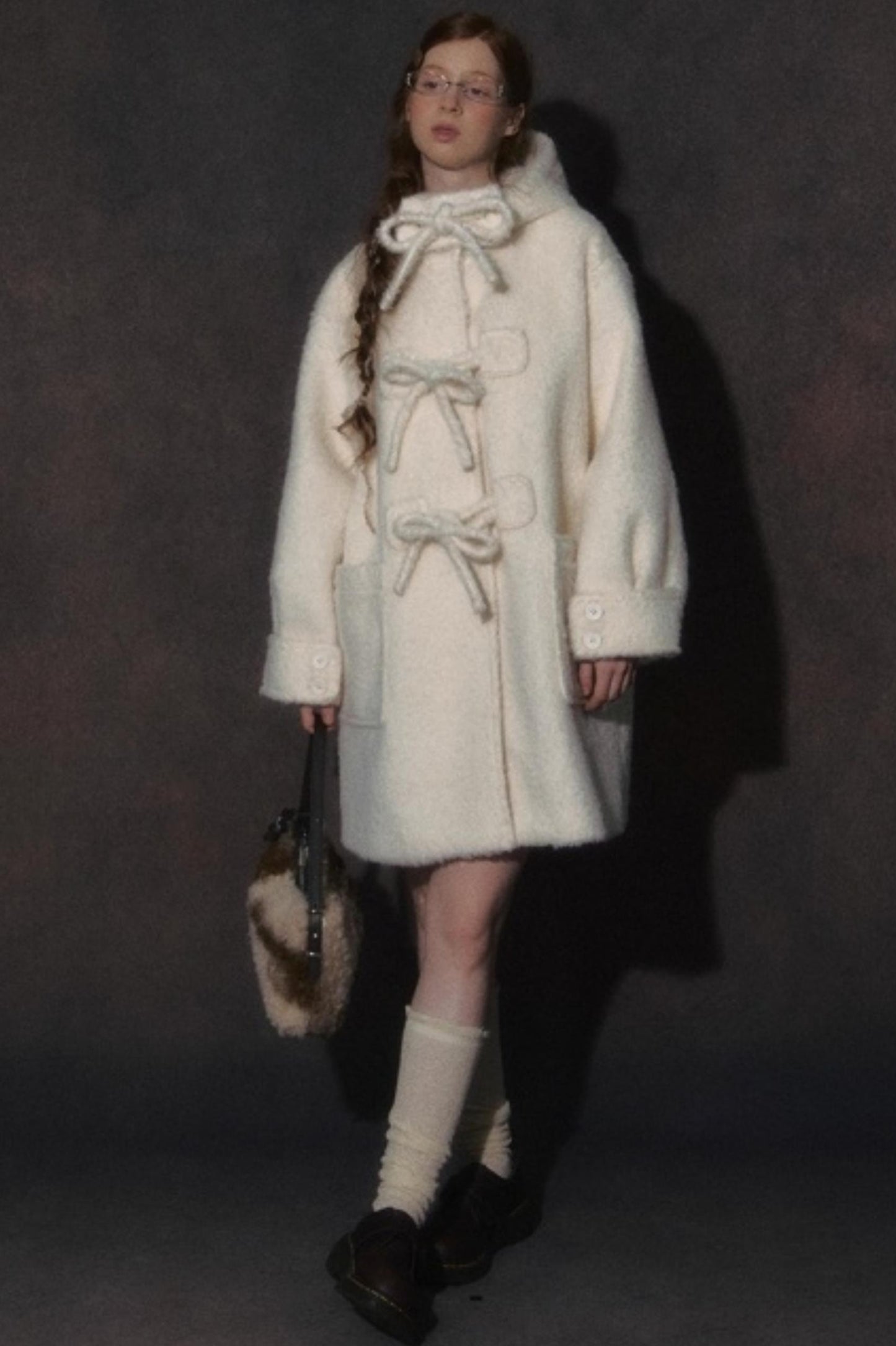 College Hooded Thick Woolen Jacket