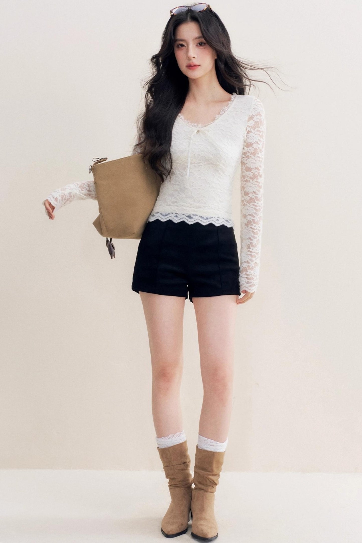 Romantic Fleece V-Neck Long Sleeve T-Shirt