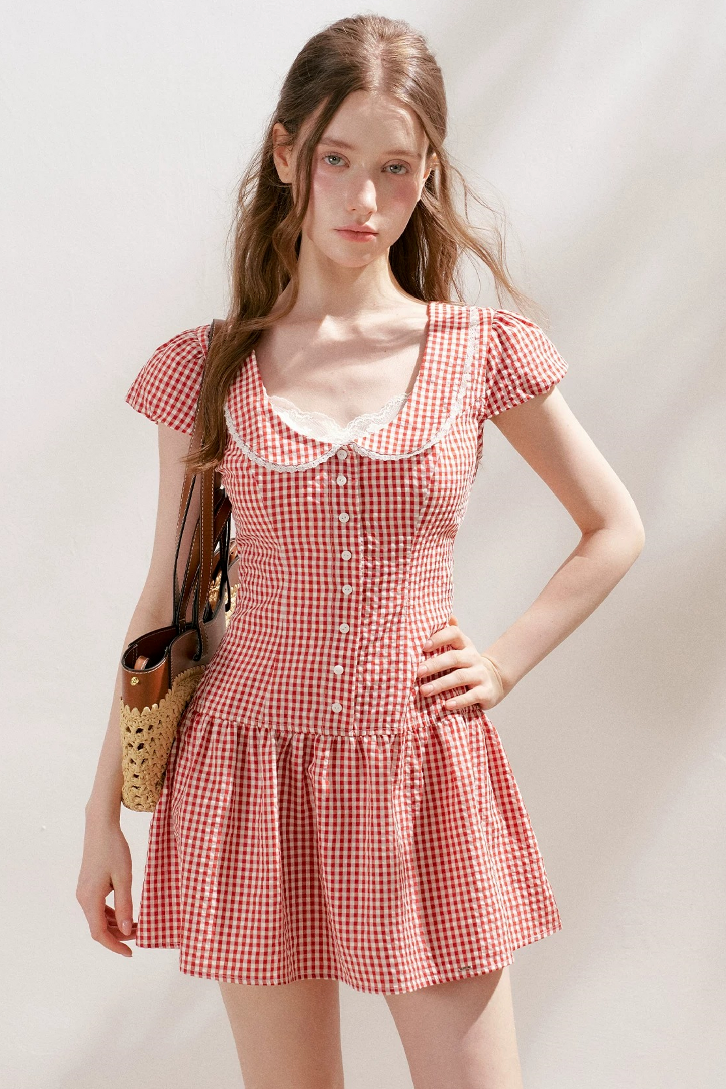 Lyocell French Lace Plaid Dress Set-Up