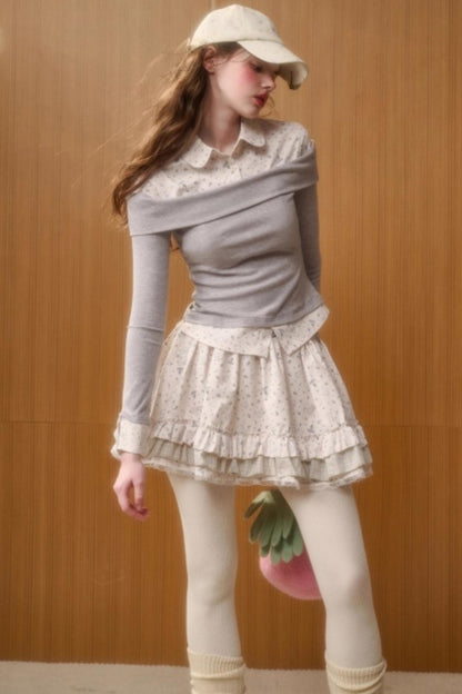 Milky Way Print Top and Skirt Set-Up