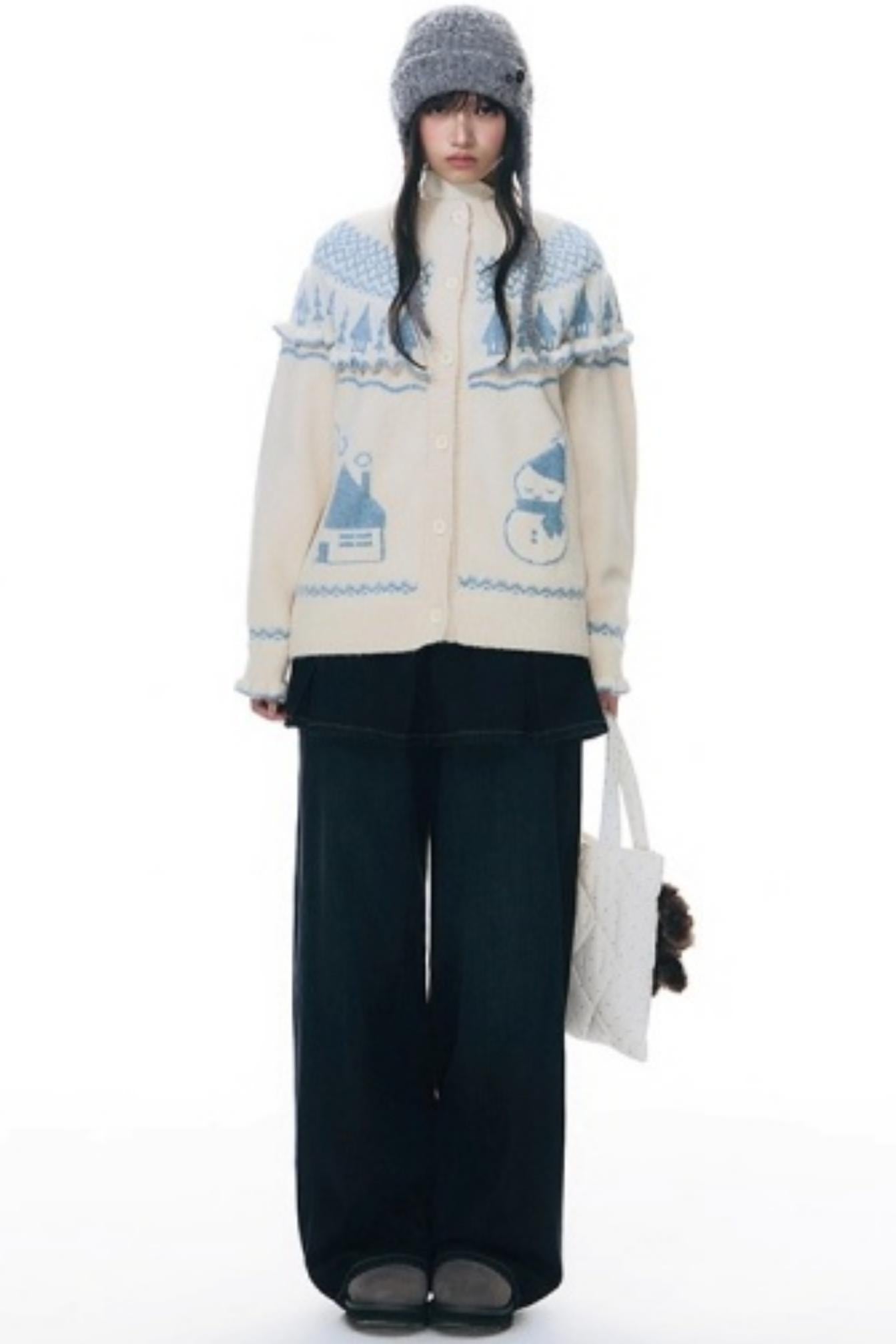 Fake Two-Piece Pleated Skirt Jeans