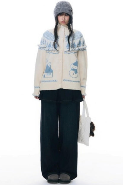 Fake Two-Piece Pleated Skirt Jeans