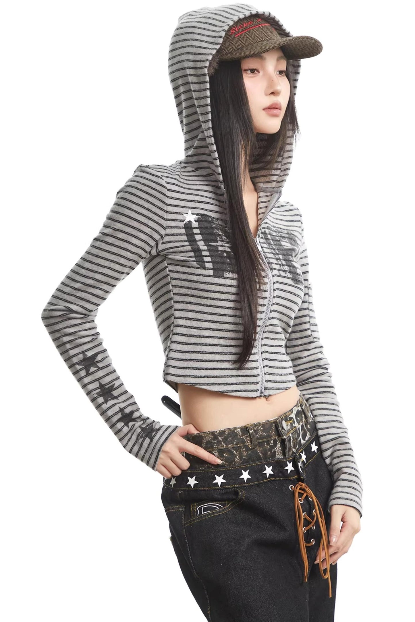 Retro Striped Hooded Sweatshirt