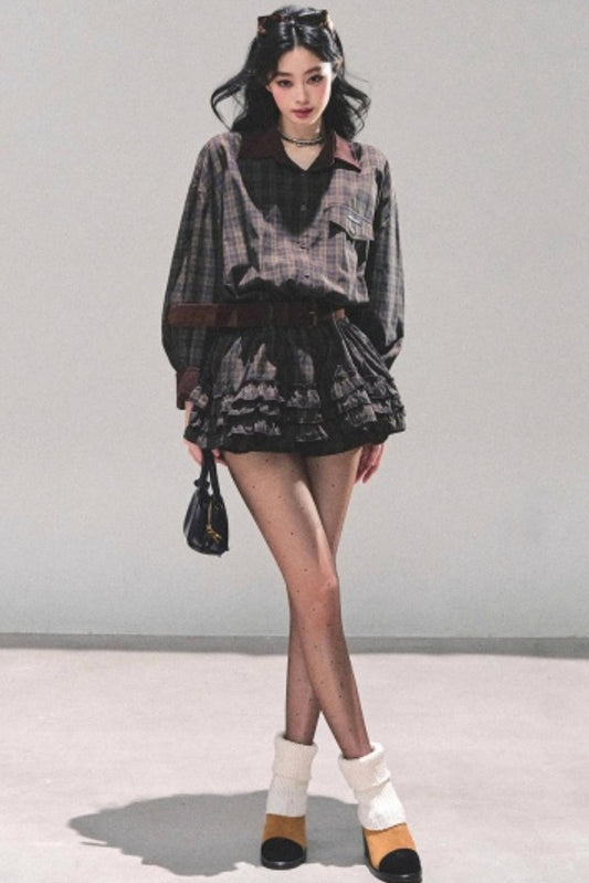 Sunset Trajectory Plaid Dress Set