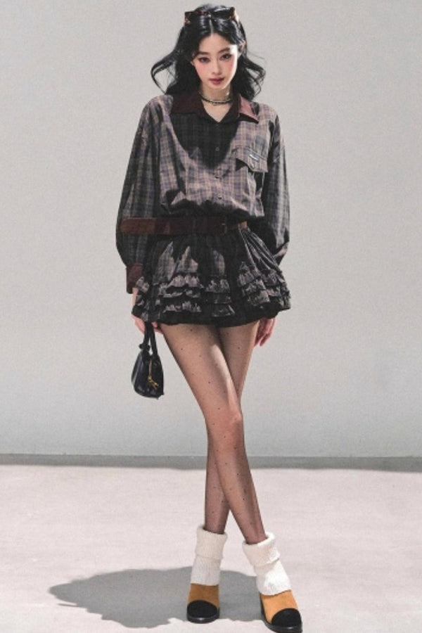 Sunset Trajectory Plaid Dress Set