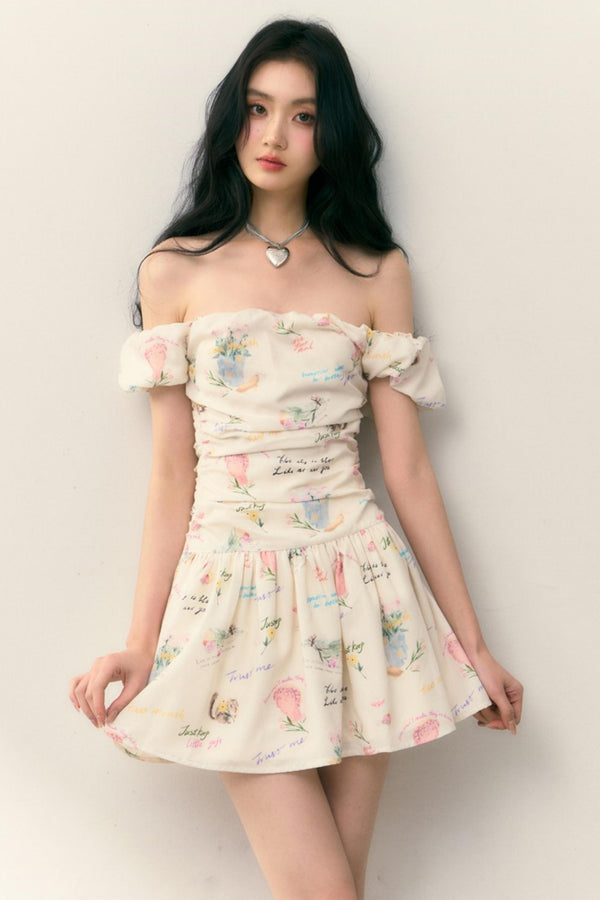 One-Shoulder Pleated Summer Dress