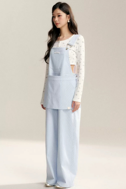 Striped Bib Jumpsuit Set