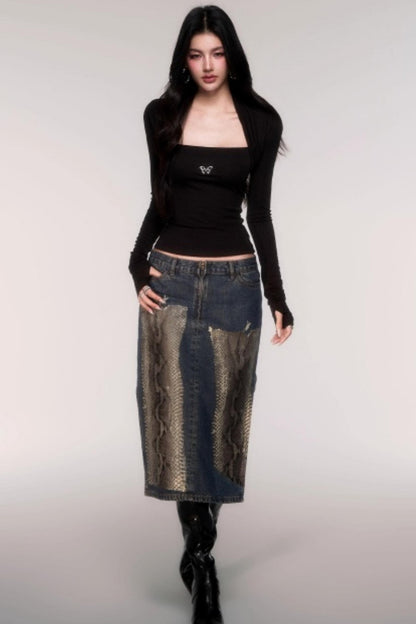 Slimming Fake Two Sleeve Knit Top