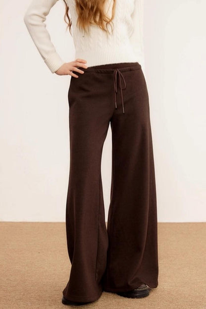 Wool Knit Wide-Leg Pants