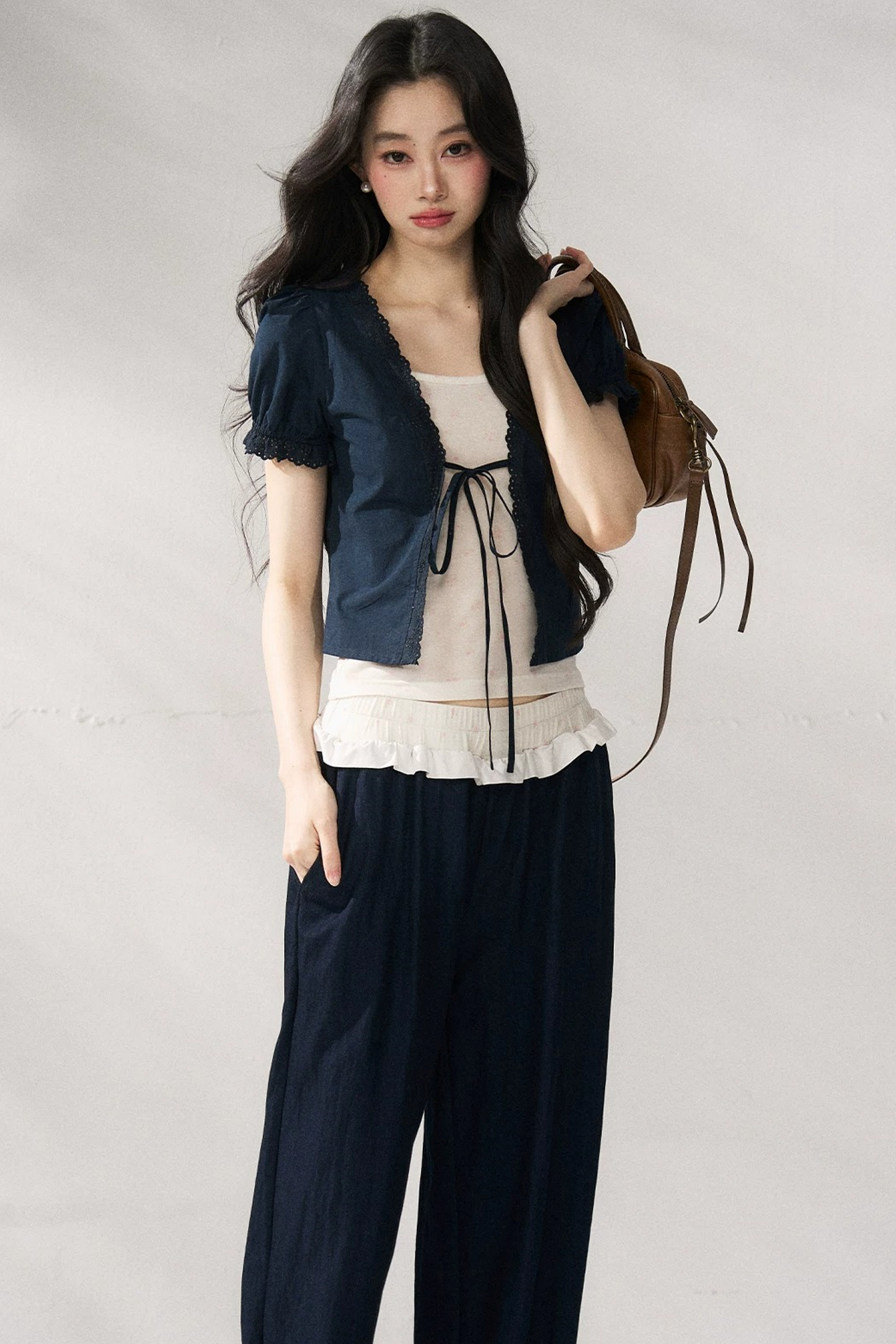 Floral Lace Suspender Cardigan Set-Up