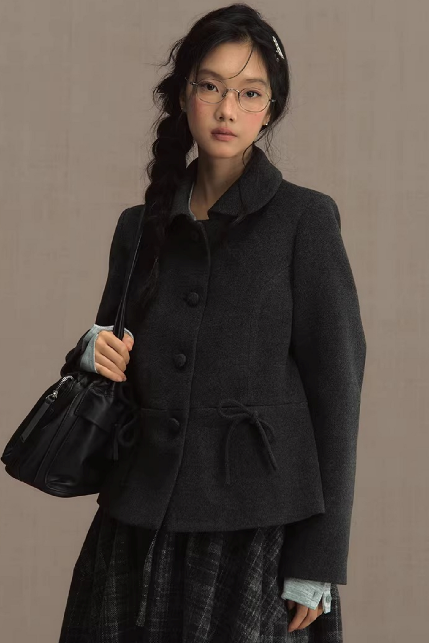 Retro Woolen Doll Collar Blazer