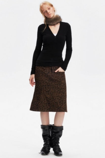 Korean Leopard Fishtail Skirt