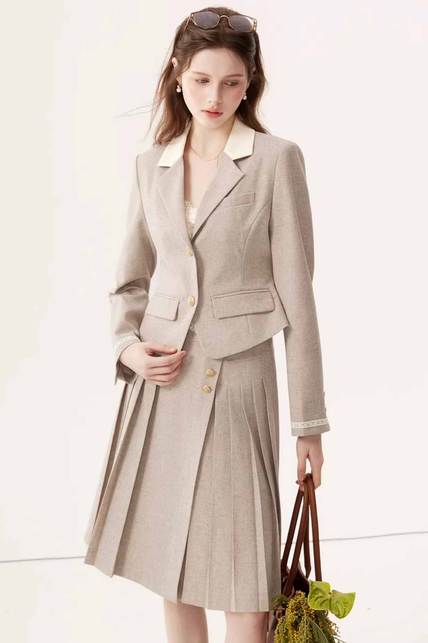 Color-Block Linen Skirt Set-Up