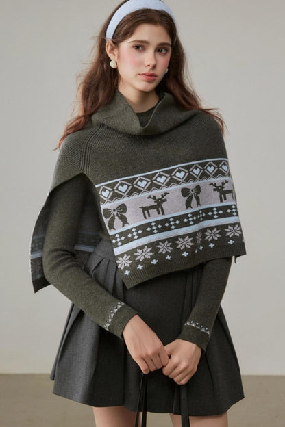 Vintage Jacquard Sweater Shawl Set-Up