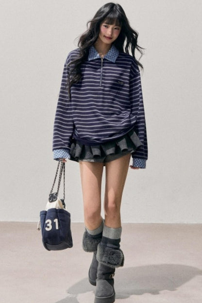 American Striped Polo Top