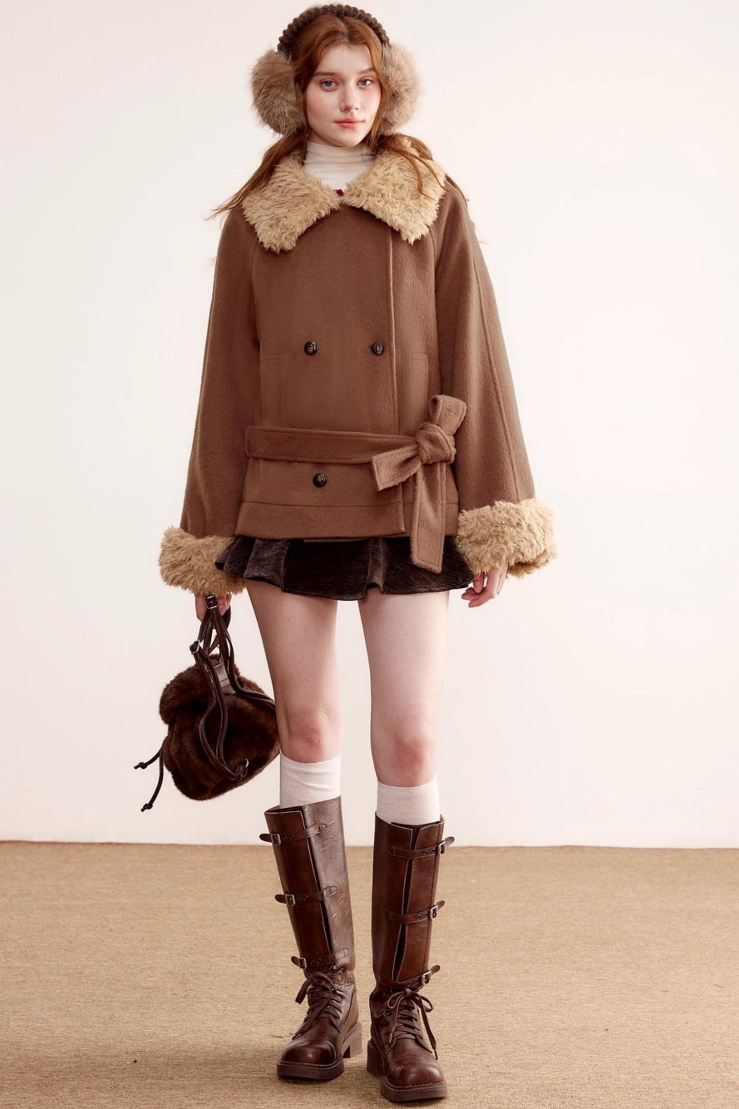 Fur Collar Woolen Coat