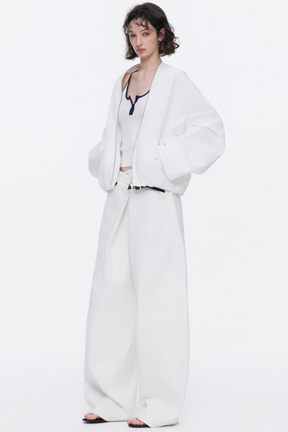 Asymmetrical Waistband Denim Pants