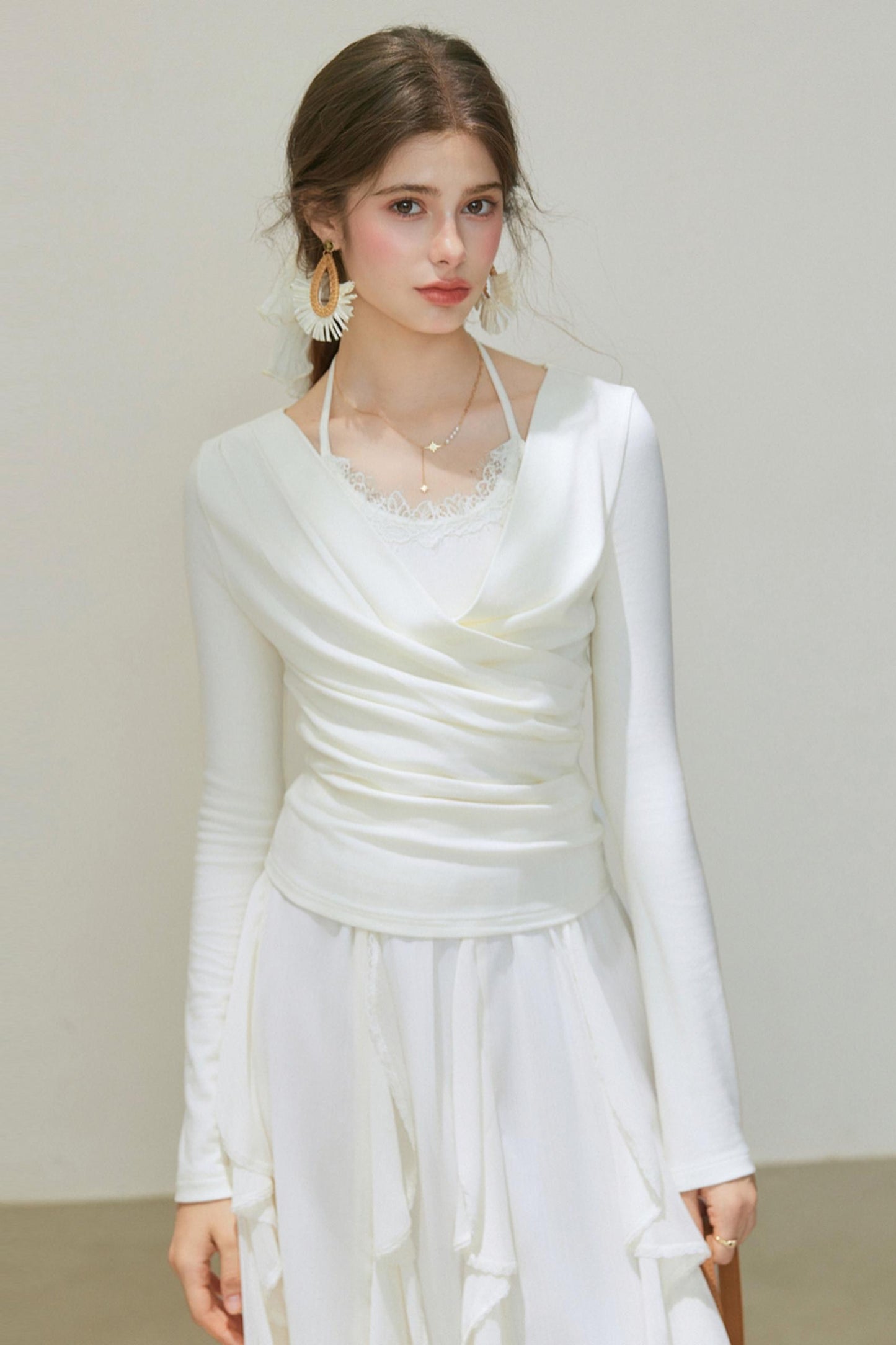 White Wool Blend Top