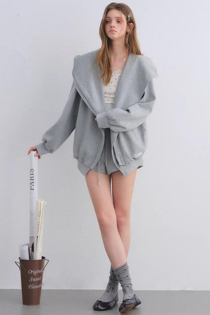 Pink Hooded Zip-Up Jacket Set-Up